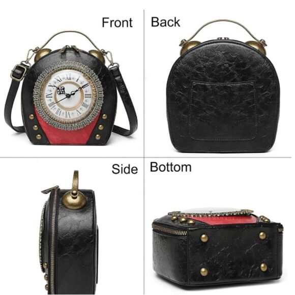 Women Classic Retro Clock Shaped Crossbody Shoulder Bag Handbag - Picture 2 of 6